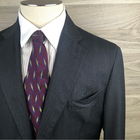 Lubiam x Vitale Barberis Canônico Men 42R Unstructured Herringbone 2-Button Coat - Picture 2 of 16